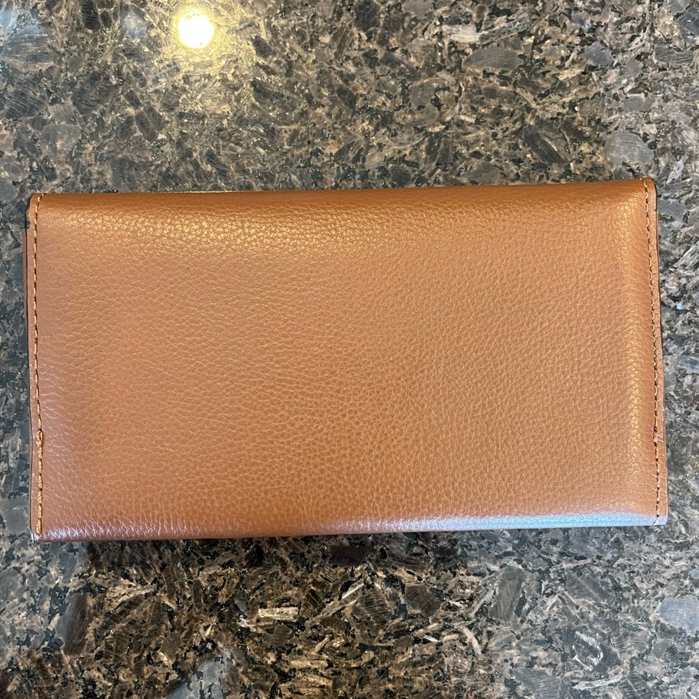 Coach Small Brown Pebble Leather Breast Pocket Wallet / Cell Phone Sleeve NWOT - Picture 2 of 5